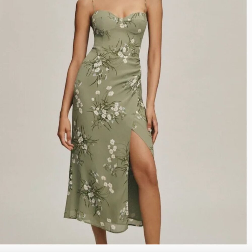 Reformation Kourtney dress, Bonita Green Floral, Size 4